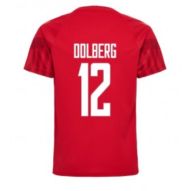 Herren Fußballbekleidung Dänemark Kasper Dolberg #12 Heimtrikot WM 2022 Kurzarm